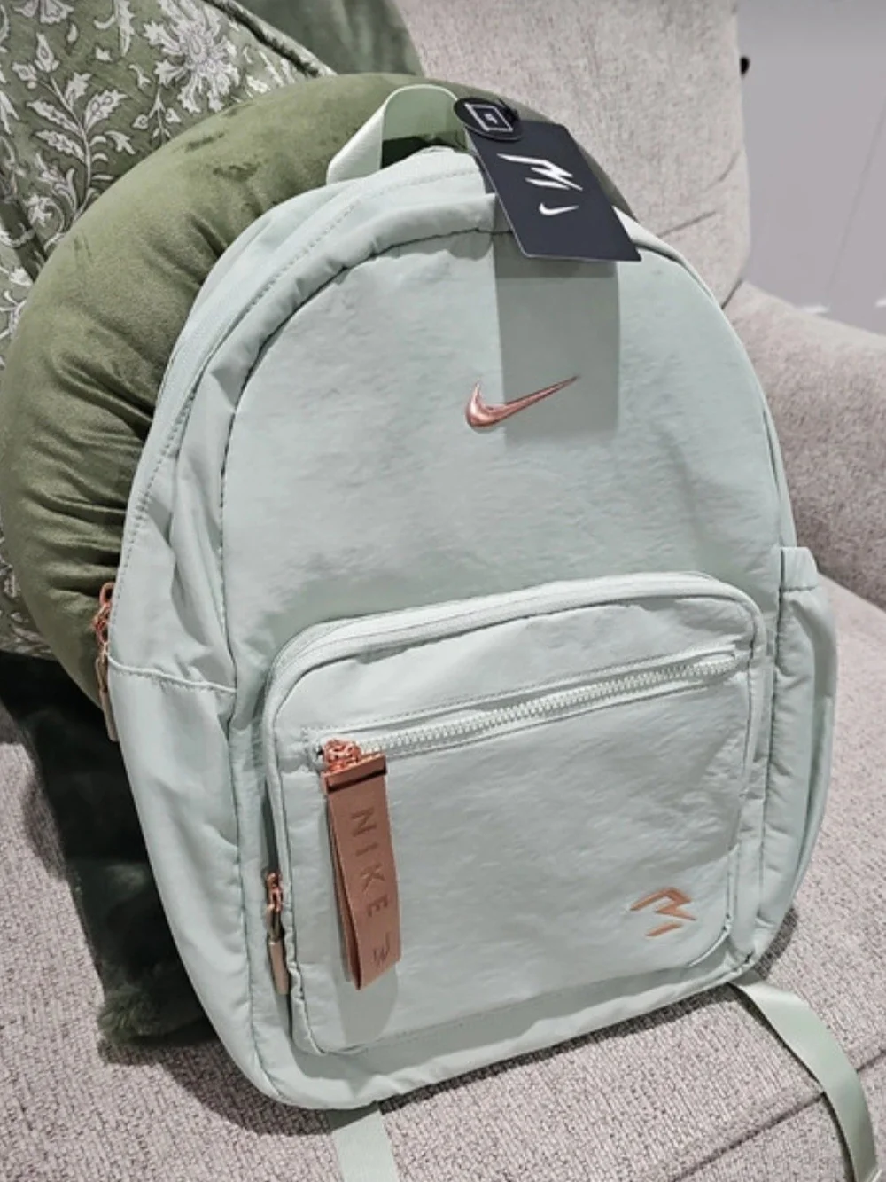 Nike Mint Green Backpack with Rose Gold Details